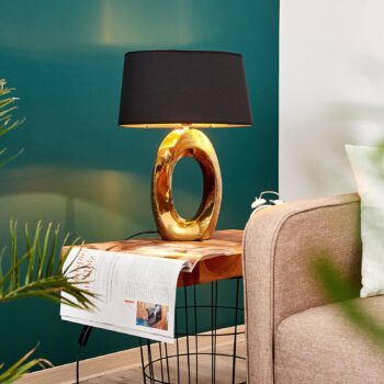Stolná lampa Quina tienidlo zlatá/čierna - Image 3