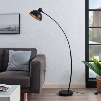 Oblúková stojaca lampa Phileas v čiernej a zlatej - Image 4