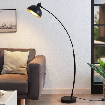Oblúková stojaca lampa Phileas v čiernej a zlatej - Image 3