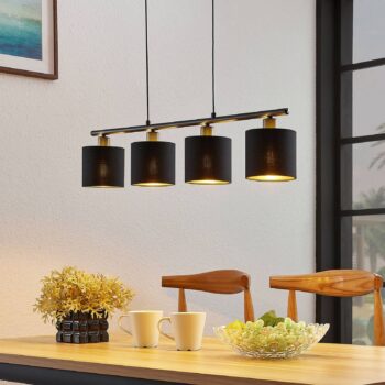 Látková kyvadlová lampa Vasilia v čierno-zlatej - Image 4