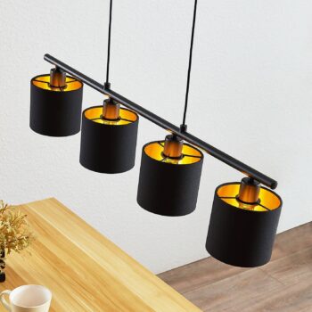 Látková kyvadlová lampa Vasilia v čierno-zlatej - Image 3