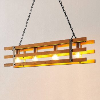 Lindby Jamina drevená závesná lampa, 4-plameňová