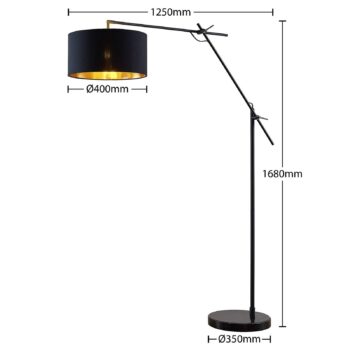 Lindby Likanu stojaca lampa v čiernej a zlatej - Image 2