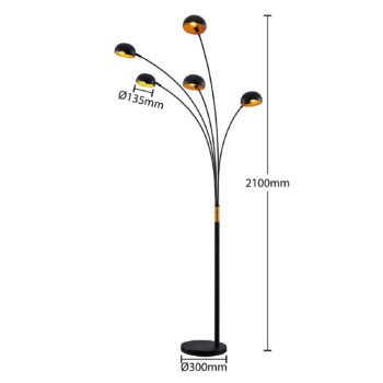 Lindby Lamiras stojaca lampa v čiernej a zlatej - Image 2