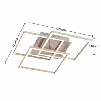 Lindby Qiana stropné LED svetlo CCT hranaté, nikel - Image 2