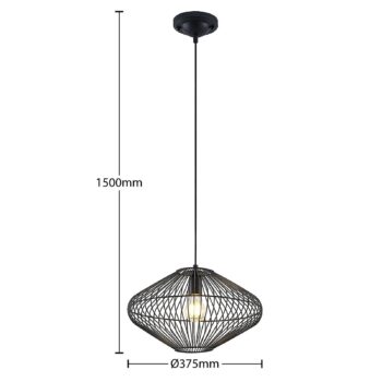 Lindby Ubali závesná lampa s klietkovým tienidlom - Image 2