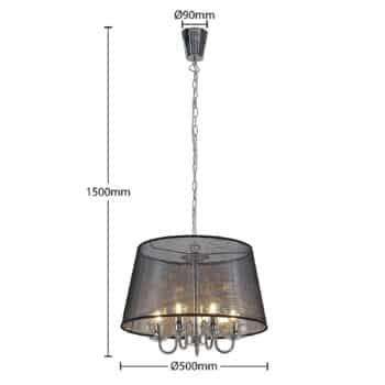 Lindby Talisha závesná lampa z organzy, čierna - Image 2