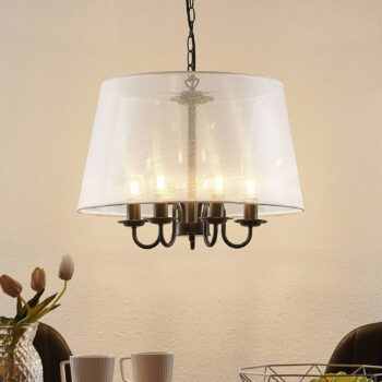 Lindby Talisha závesná lampa z organzy, biela