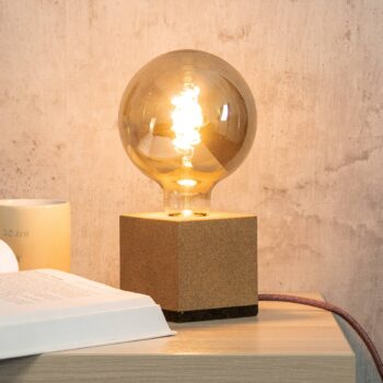 SEGULA Würfel stolná lampa z korku, kábel zelený