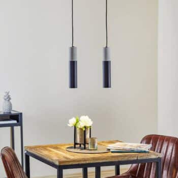 Závesná lampa Tube, betón, čierna, dvoj-plameňová - Image 2