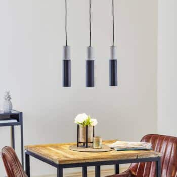 Závesná lampa Tube, betón, čierna, troj-plameňová - Image 2