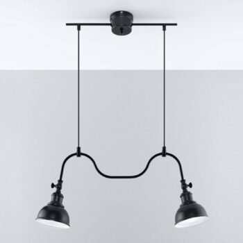 Závesná lampa Smak z ocele, čierna, 2-plameňová - Image 2