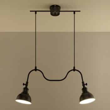 Závesná lampa Smak z ocele, čierna, 2-plameňová