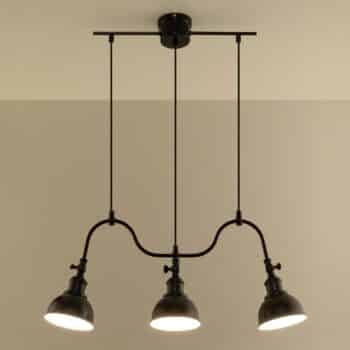 Závesná lampa Smak z čiernej ocele, 3-plameňová