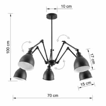 Závesná lampa Loki s mnohými kĺbmi, 5-plameňová - Image 2