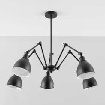 Závesná lampa Loki s mnohými kĺbmi, 5-plameňová