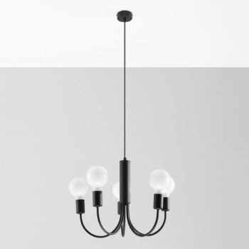 Závesná lampa Frigg z ocele v čiernej 5-plameňová - Image 2