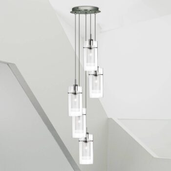 Závesná lampa Duo 1 okrúhla, päť svetiel