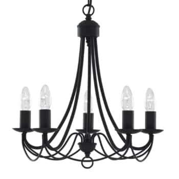 Visiaci luster Maypole matný čierny, 5-plameňový