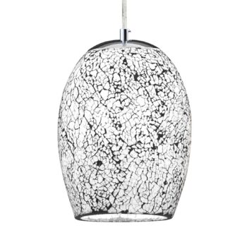 Chrómovo-biela závesná lampa Crackle