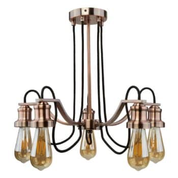 Závesná lampa Celi 5-pl., medená starožitná