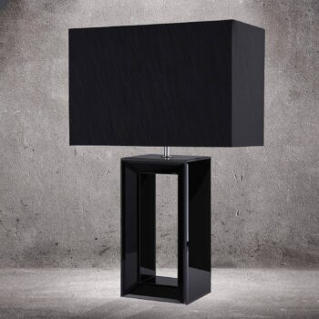 Textilná stolová lampa Mirror, čierna