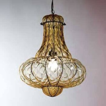 Ručne vyrobená závesná lampa DOGE jantár 41 cm - Image 2