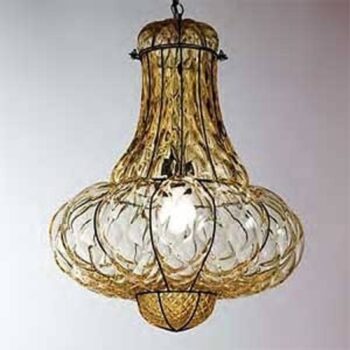 Ručne vyrobená závesná lampa DOGE jantár 53 cm - Image 2
