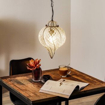 Závesná lampa Goccia ručne fúkaná číra 25 cm - Image 2