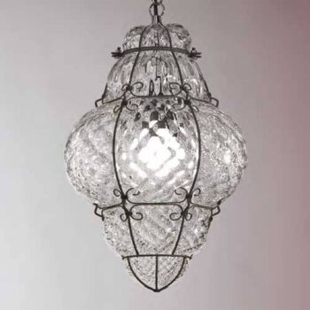 Závesná lampa Classic ručne fúkaná číra 62 cm - Image 2