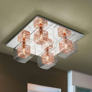 Stropné LED svietidlo Lios, 4 dvojité tienidlá