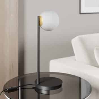 Stolná lampa Gama v čiernej so sklenenou guľou - Image 2