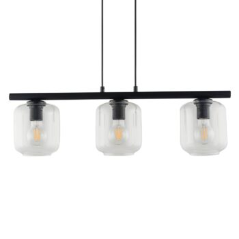 Závesná lampa Kanja, 3-plameňová, čierna/číra