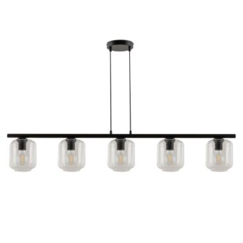 Závesná lampa Kanja, 5-plameňová, čierna/číra