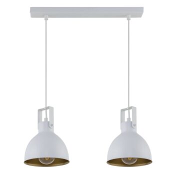 Závesná lampa Trial, 2-plameňová, biela/zlatá