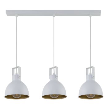 Závesná lampa Trial, 3-pl., lineárna, biela/zlatá