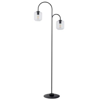 Stojaca lampa Kanja, 2-plameňová, čierna/číra