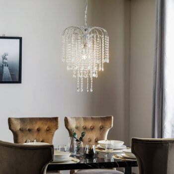 Závesná lampa Pioggia krištáľový dážď Ø40 cm chróm - Image 2