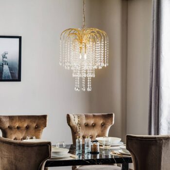 Závesná lampa Pioggia krištáľový dážď Ø40 cm zlatá - Image 2
