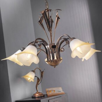Závesná lampa Lucrezia päť-plameňová, bronz - Image 2