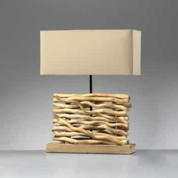 Stolná lampa Marica látkové tienidlo a drevo 50 cm