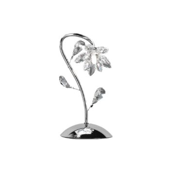Stolná lampa Ninfea, chróm, krištáľový kvet, 35 cm