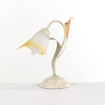 Stolná lampa Lucrezia slonovina kvetinové tienidlo