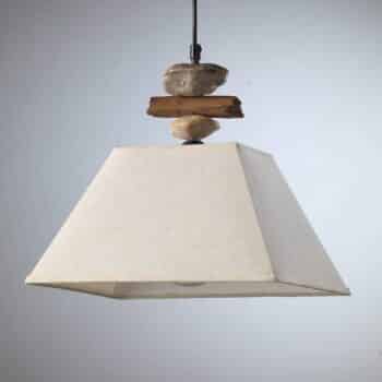 Závesná lampa Seregon tienidlo textil, dekór kameň