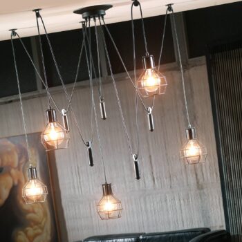 Závesná lampa Spider s 5 klietkovými tienidlami - Image 2