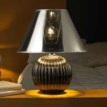 Stolná lampa Moon, čierna/striebro, výška 48 cm