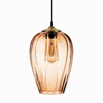 Závesná lampa Linkeus I, sklo, svetlohnedá Ø 19 cm