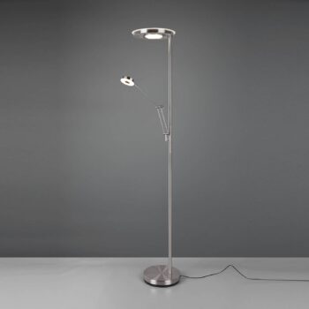 LED stojacia lampa Barrie na čítanie, nikel