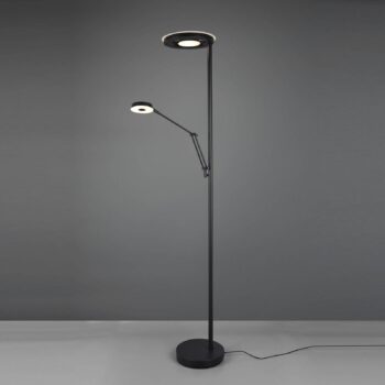 LED stojacia lampa Barrie na čítanie, čierna