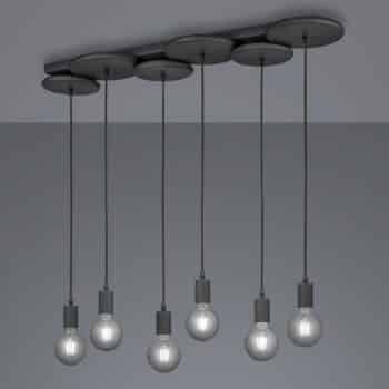 Závesná lampa Discus, 6-pl., čierna